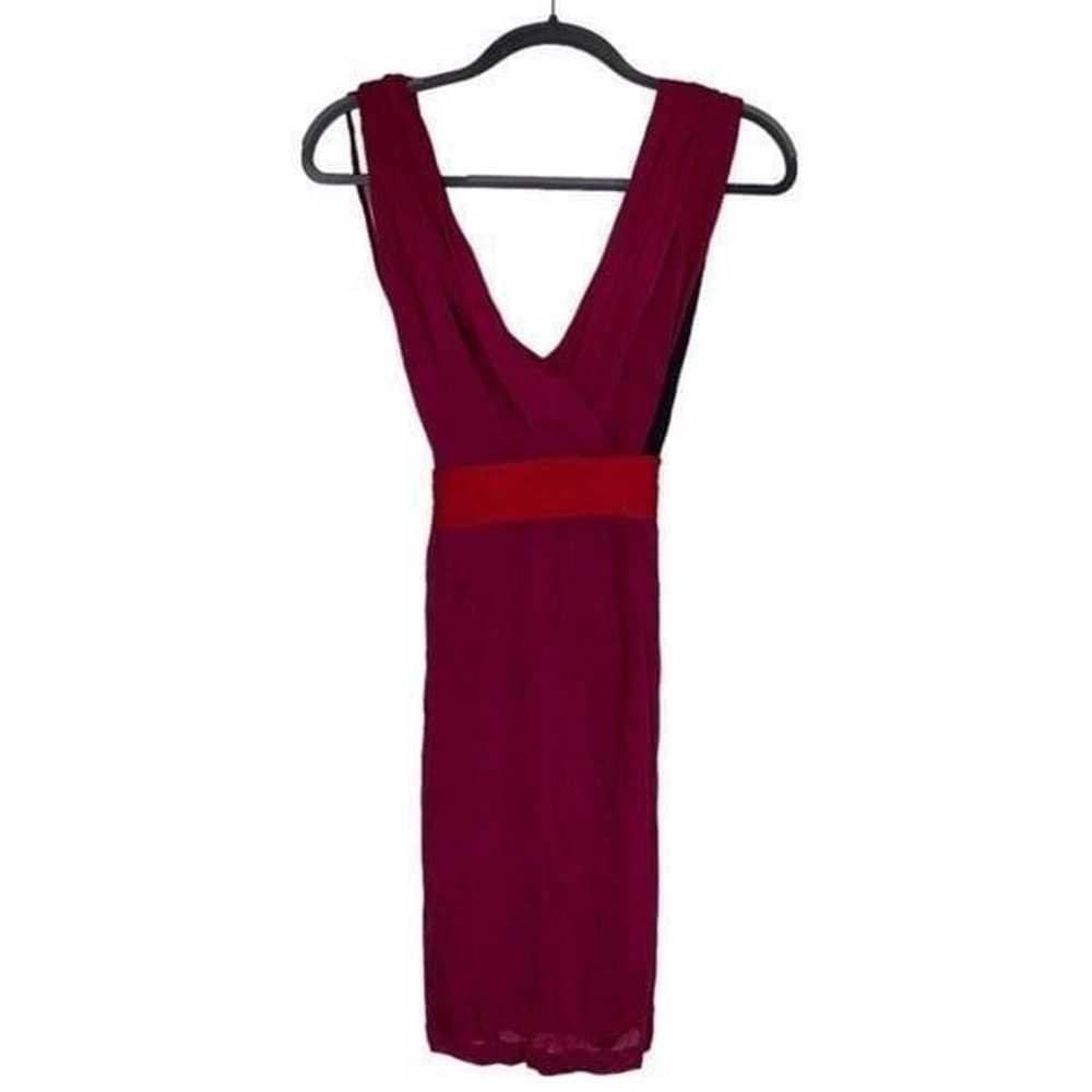 TED BAKER Magenta Pink Dress Red Sash Black Mesh … - image 1