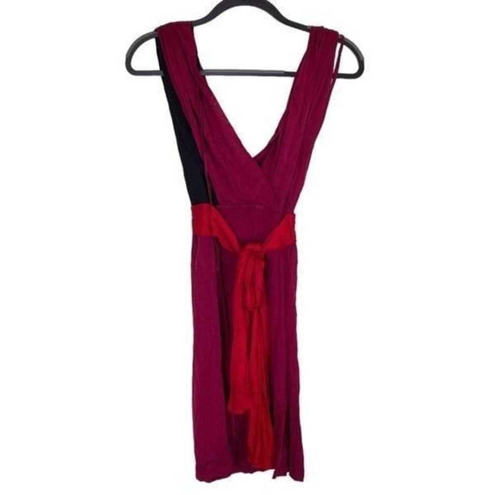 TED BAKER Magenta Pink Dress Red Sash Black Mesh … - image 2