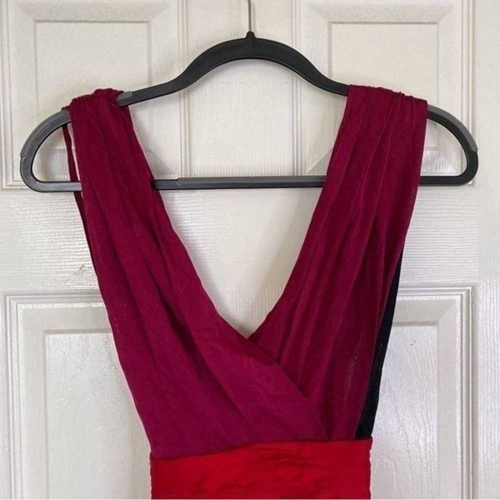 TED BAKER Magenta Pink Dress Red Sash Black Mesh … - image 3