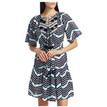 Figue Bria Striped Chevron Print Cotton Dress with