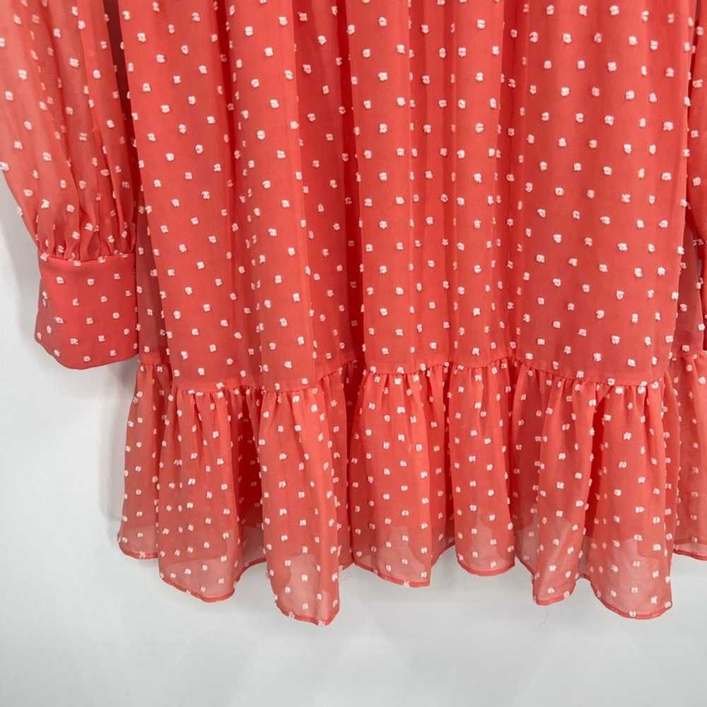 Saloni Swiss Dot V-Neck Long Sleeve Dress Ruffle … - image 3