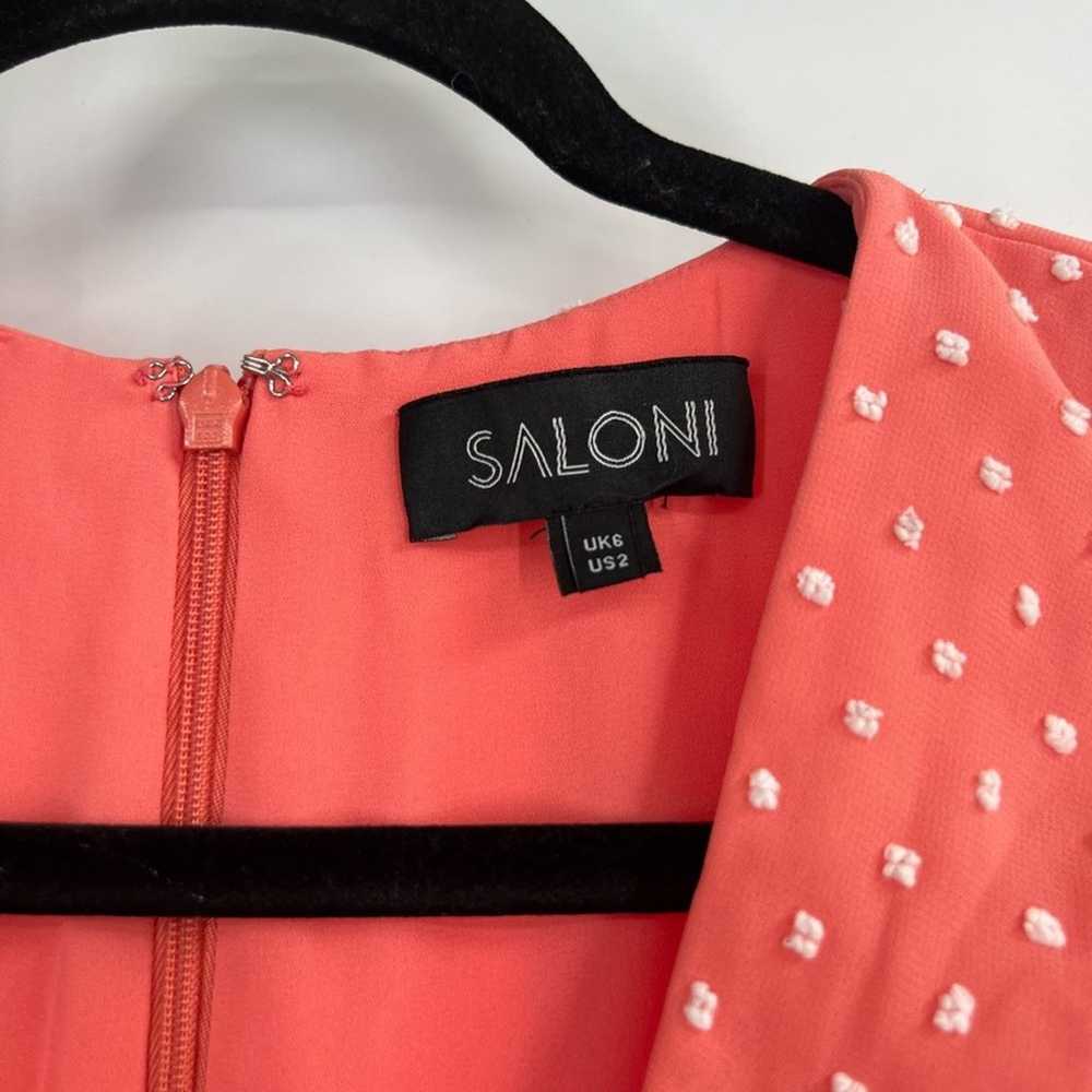 Saloni Swiss Dot V-Neck Long Sleeve Dress Ruffle … - image 4