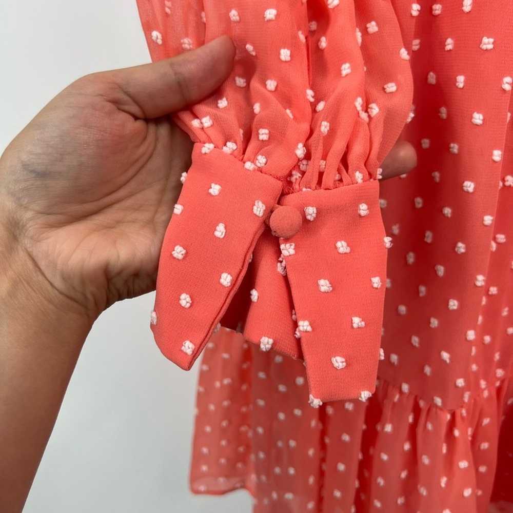 Saloni Swiss Dot V-Neck Long Sleeve Dress Ruffle … - image 6