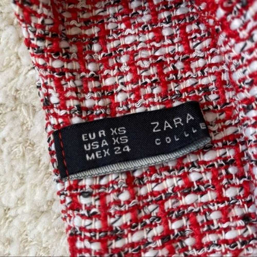 ZARA Tweed Shift Dress Red Size XS - image 4