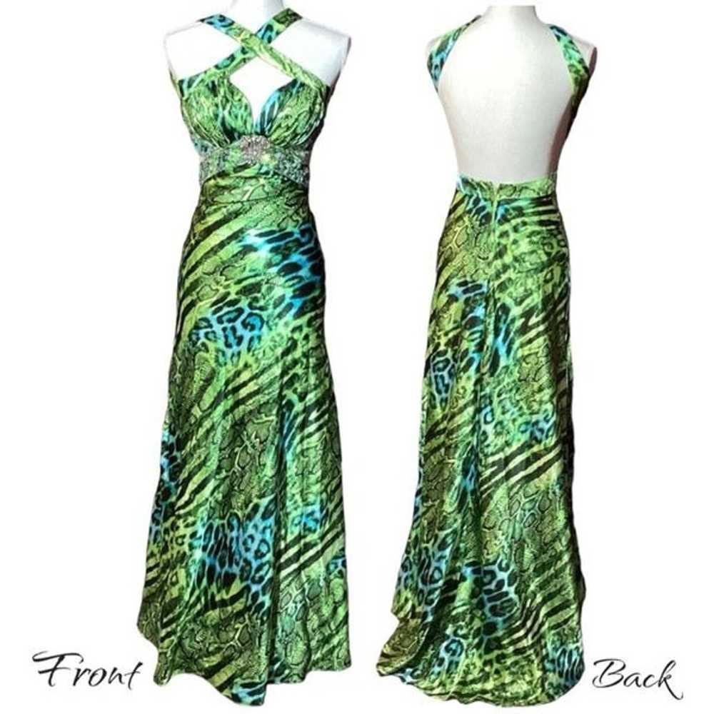Deb Woman’s Green Alligator Print & Turquoise Che… - image 1