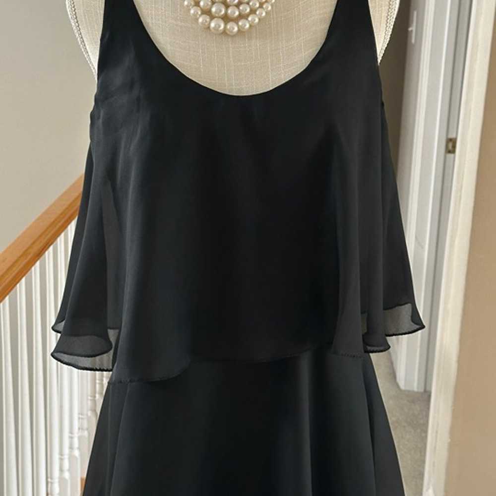 Vtg 1960s Chiffon Tiered Black Dress Sleeveless S… - image 3