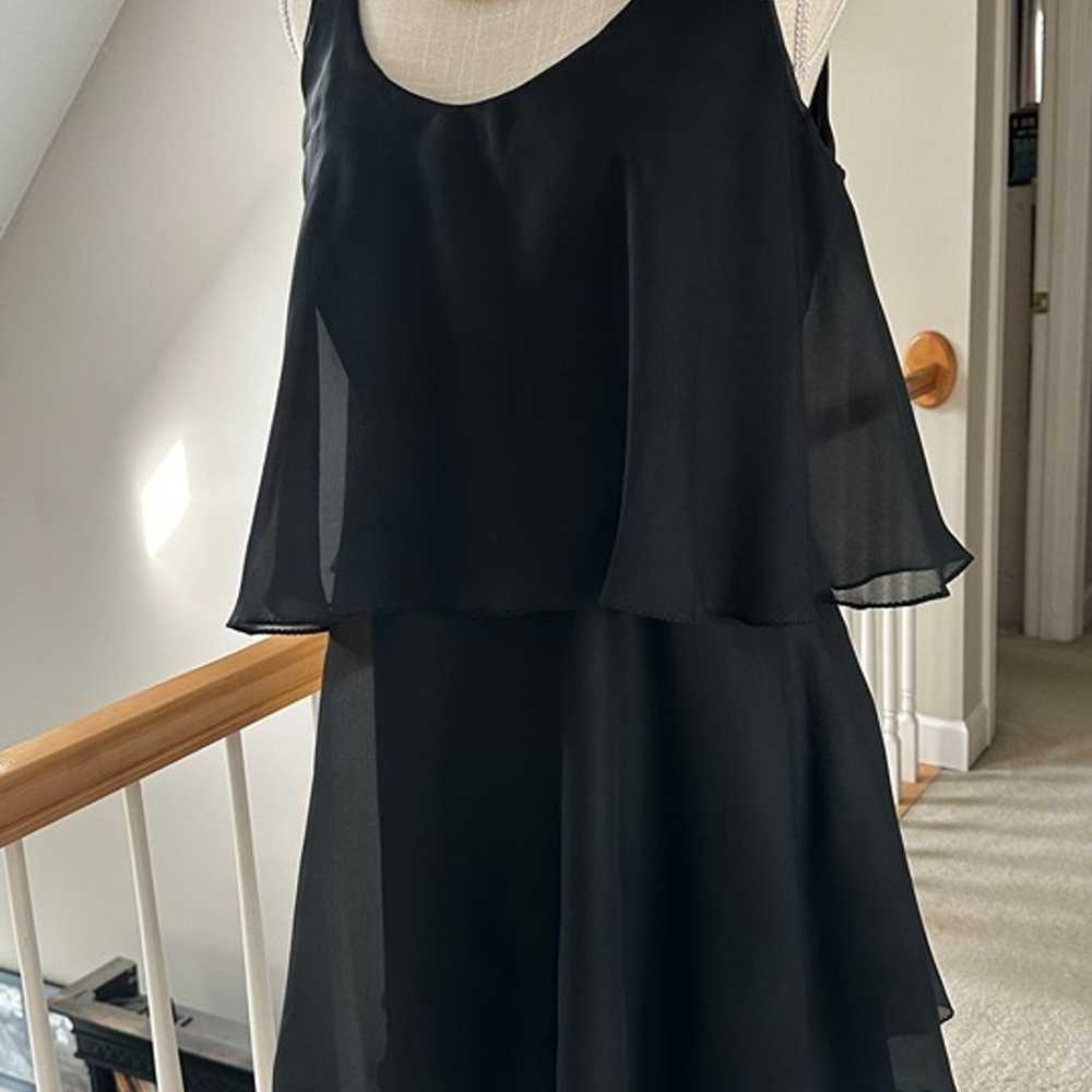 Vtg 1960s Chiffon Tiered Black Dress Sleeveless S… - image 4