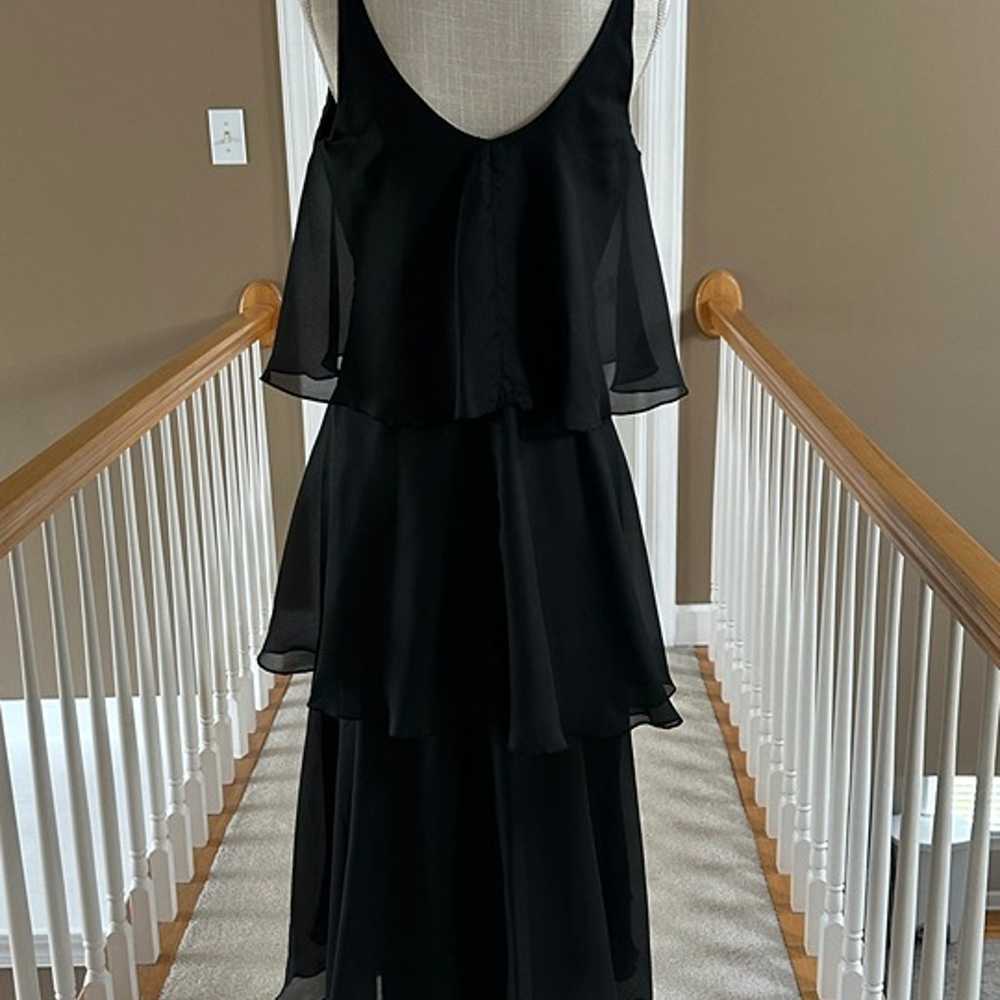 Vtg 1960s Chiffon Tiered Black Dress Sleeveless S… - image 5