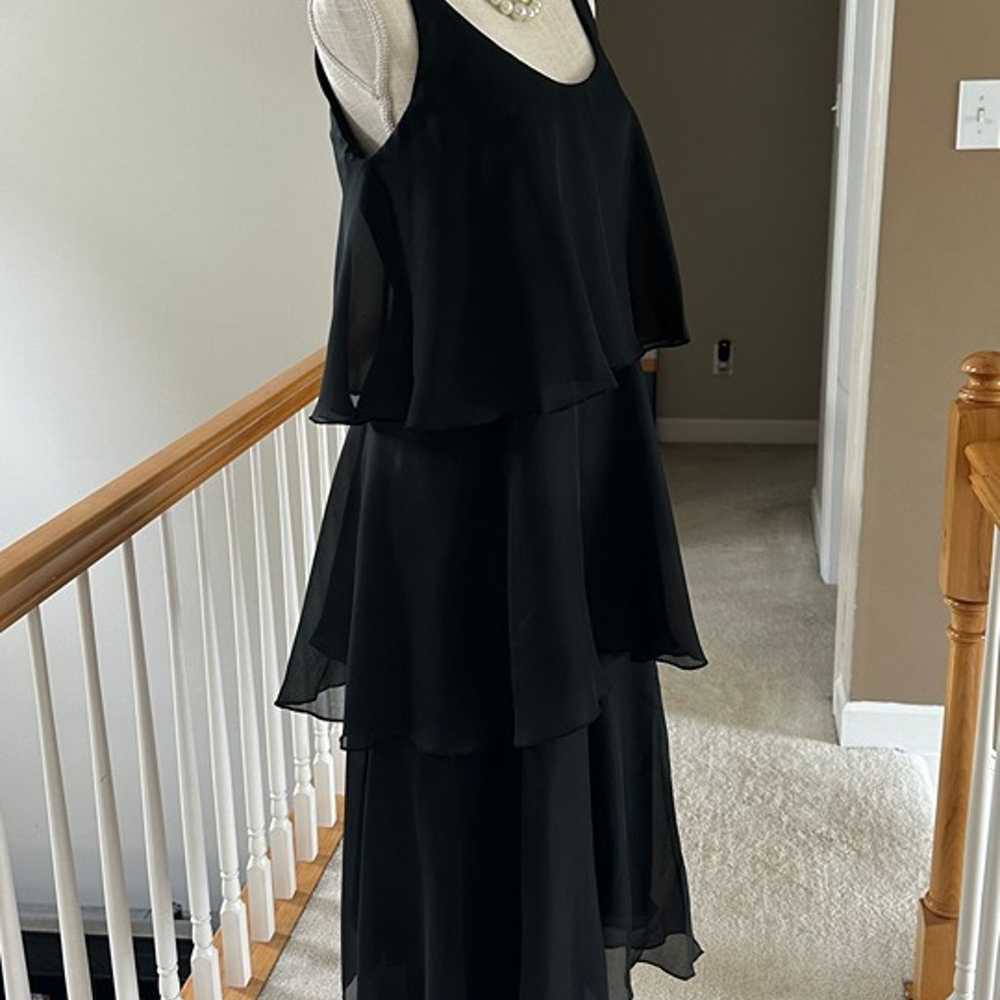 Vtg 1960s Chiffon Tiered Black Dress Sleeveless S… - image 6