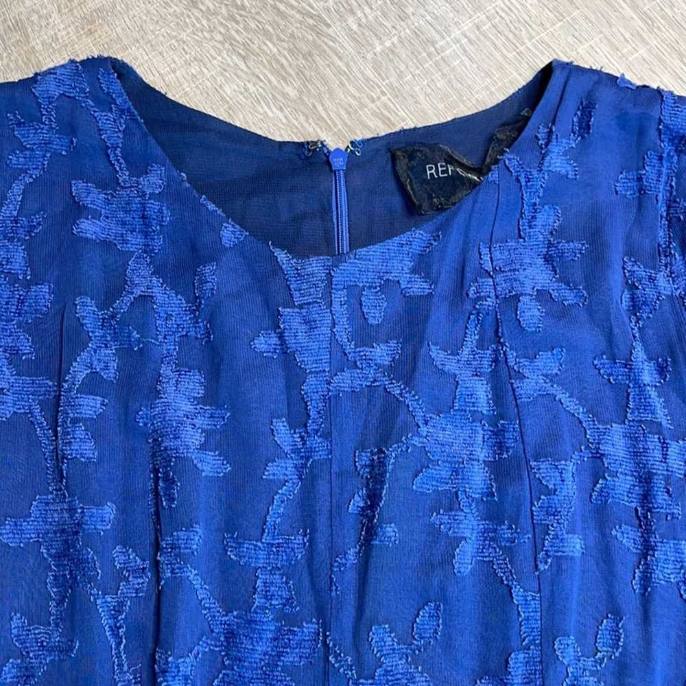 REFORMATION Blue Semi Sheer Floral Overlay Dress - image 3