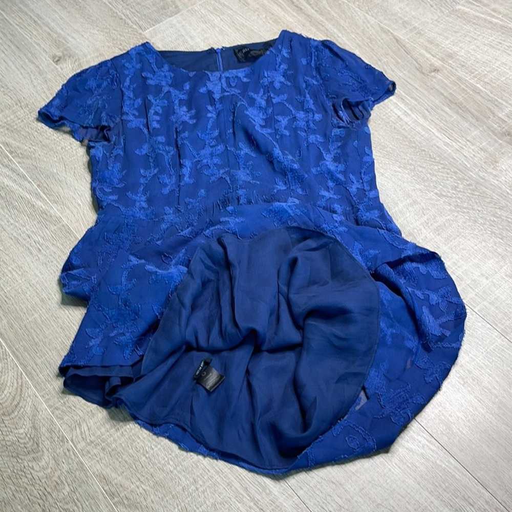 REFORMATION Blue Semi Sheer Floral Overlay Dress - image 5