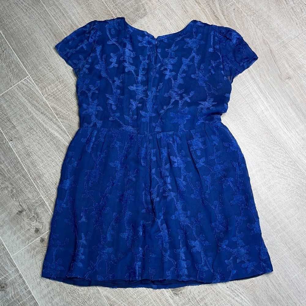 REFORMATION Blue Semi Sheer Floral Overlay Dress - image 7