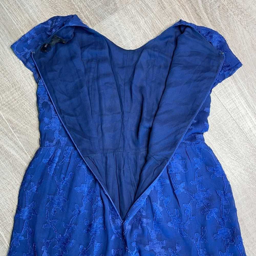 REFORMATION Blue Semi Sheer Floral Overlay Dress - image 8
