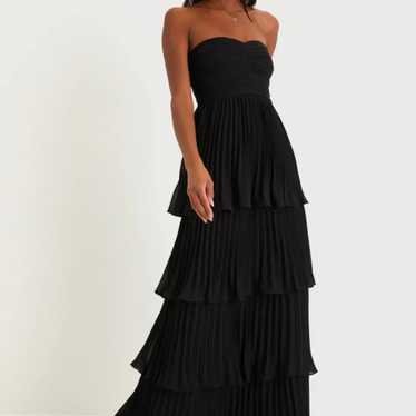 New Lulus Black Strapless Tiered Maxi Dress Size … - image 1