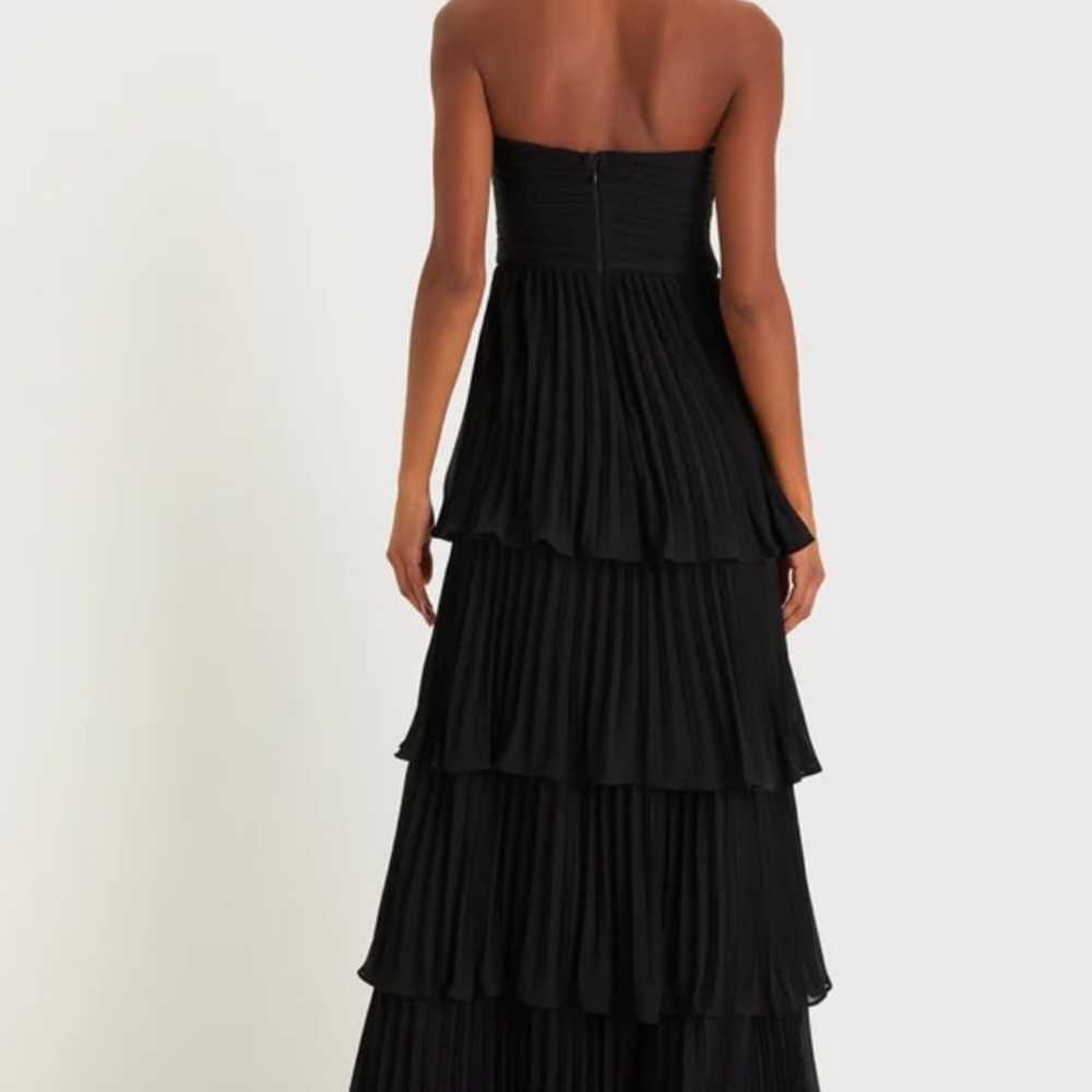 New Lulus Black Strapless Tiered Maxi Dress Size … - image 3