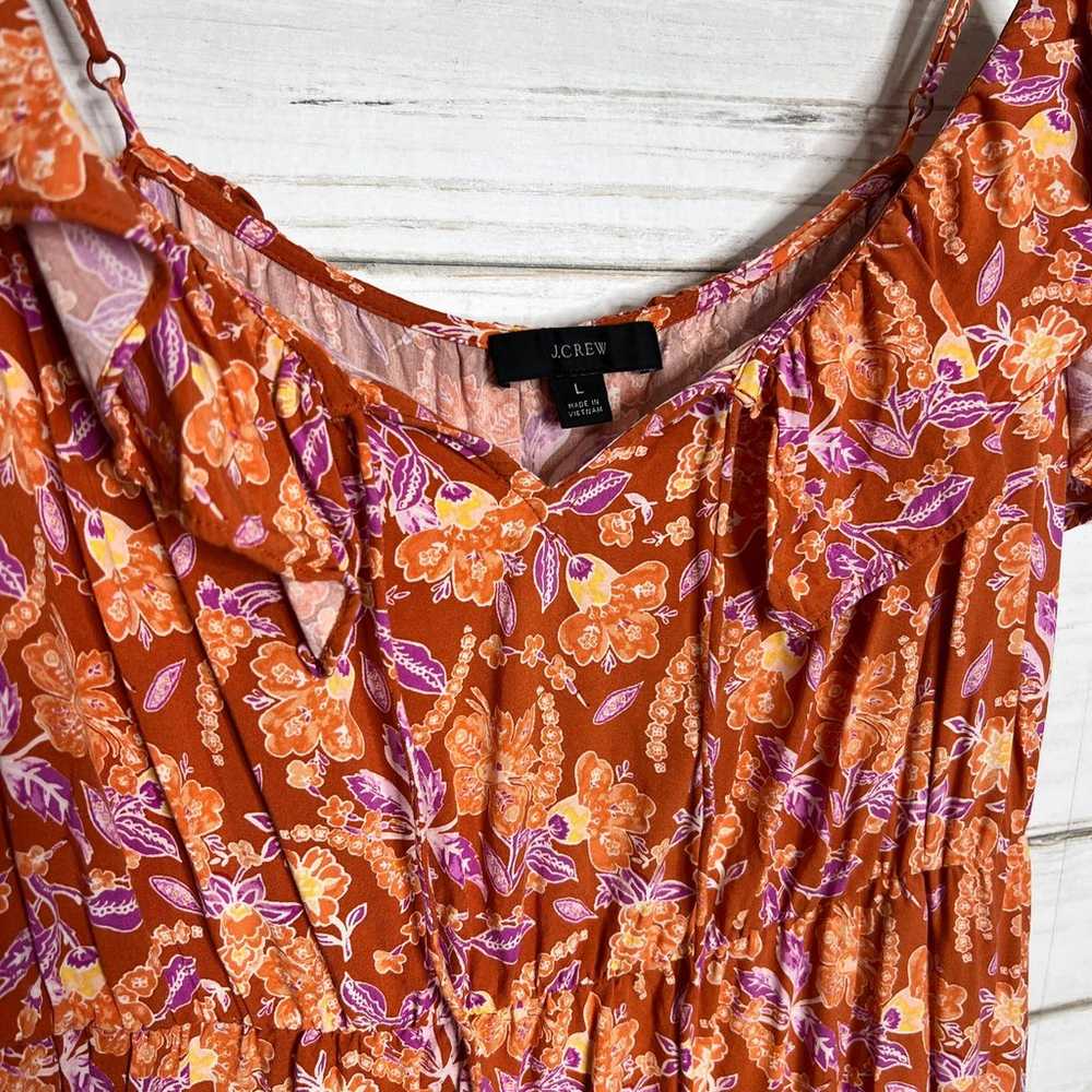 J. Crew Floral Tiered Midi Dress Size Large - image 11