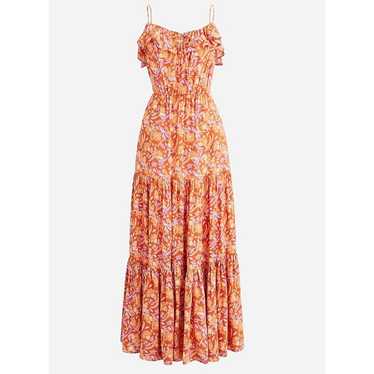 J. Crew Floral Tiered Midi Dress Size Large - image 1