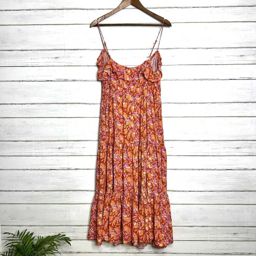 J. Crew Floral Tiered Midi Dress Size Large - image 3