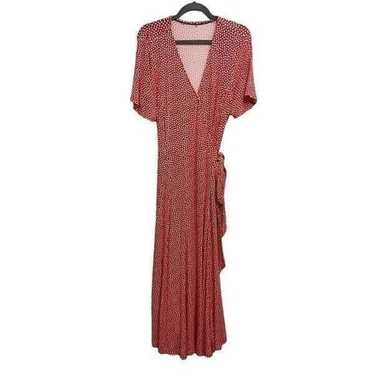 Boden Antonia Red Polka Dot Wrap Maxi Dress Size … - image 1