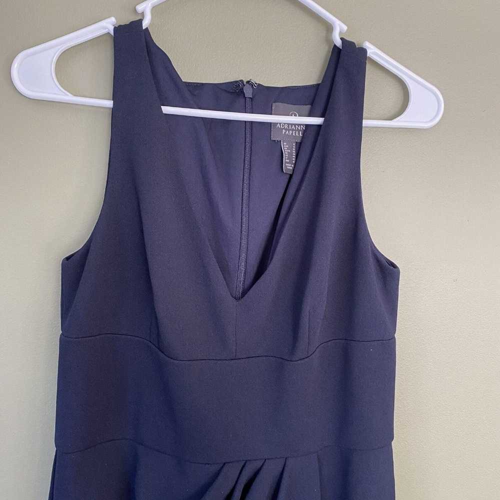 Adrianna Papell Knit Crepe Gown 6 Navy Blue NWOT - image 4