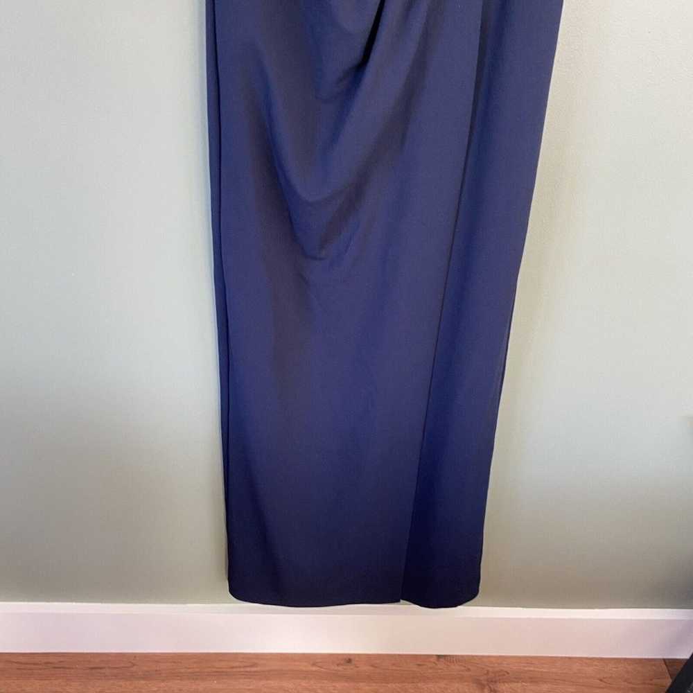 Adrianna Papell Knit Crepe Gown 6 Navy Blue NWOT - image 6