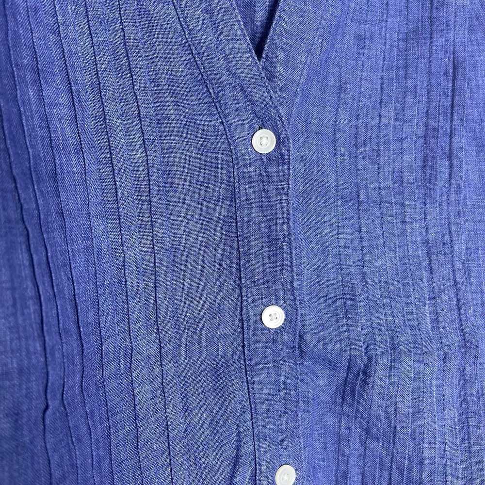 J. McLaughlin Linen Blue Solid Dress Size Small - image 5