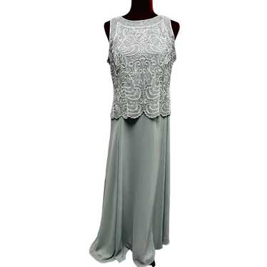 JKARA sz 8 gray blue beaded embroidered, sleevele… - image 1