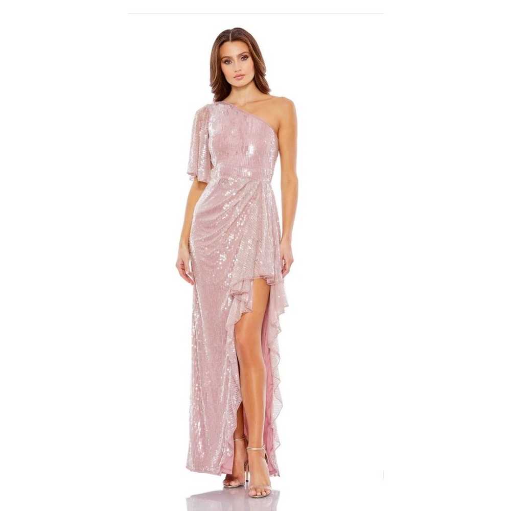 Mac Duggal Asymmetrical Sequined Evening Dress - image 1