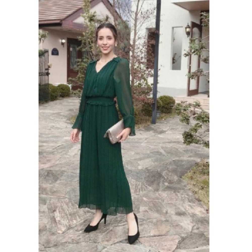Zara hunter green CHIFFON PLEATED MIDI DRESS size… - image 3