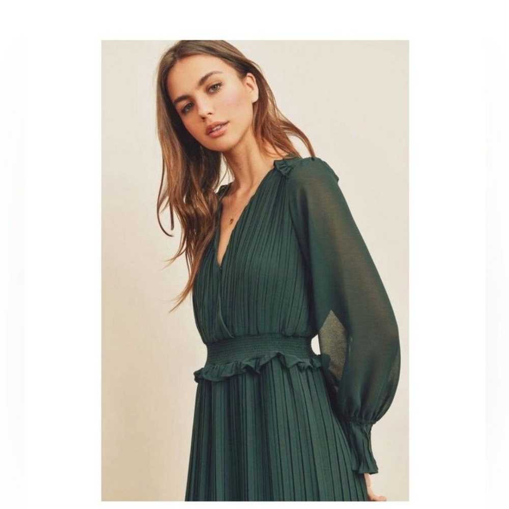 Zara hunter green CHIFFON PLEATED MIDI DRESS size… - image 8