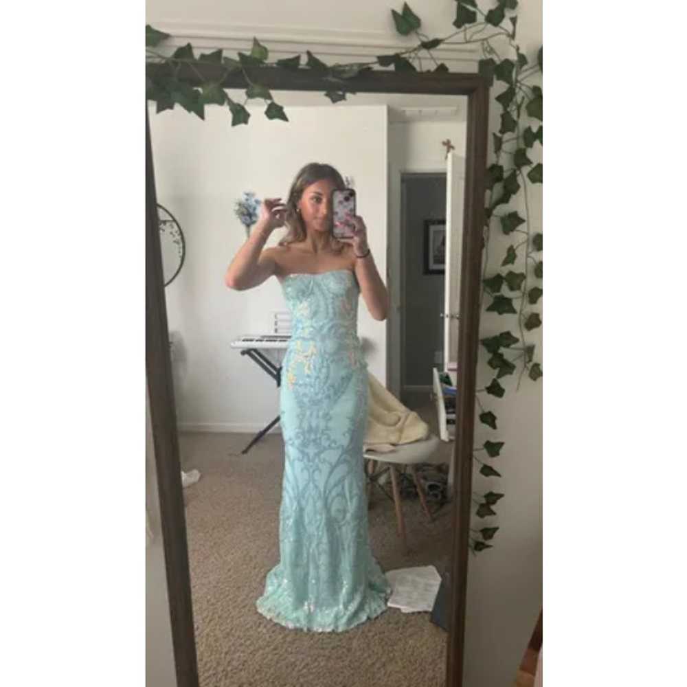 Lulus Light Blue Sequin Strapless Mermaid Maxi Ma… - image 10