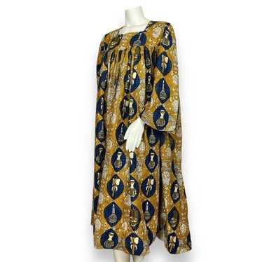 African Dress Kaftan Full Wax Print Mustard Yellow