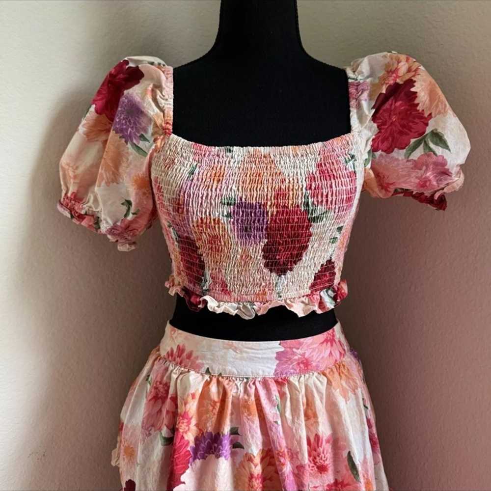 buddy love skirt set Boho Floral Puff Sleeves Cro… - image 8