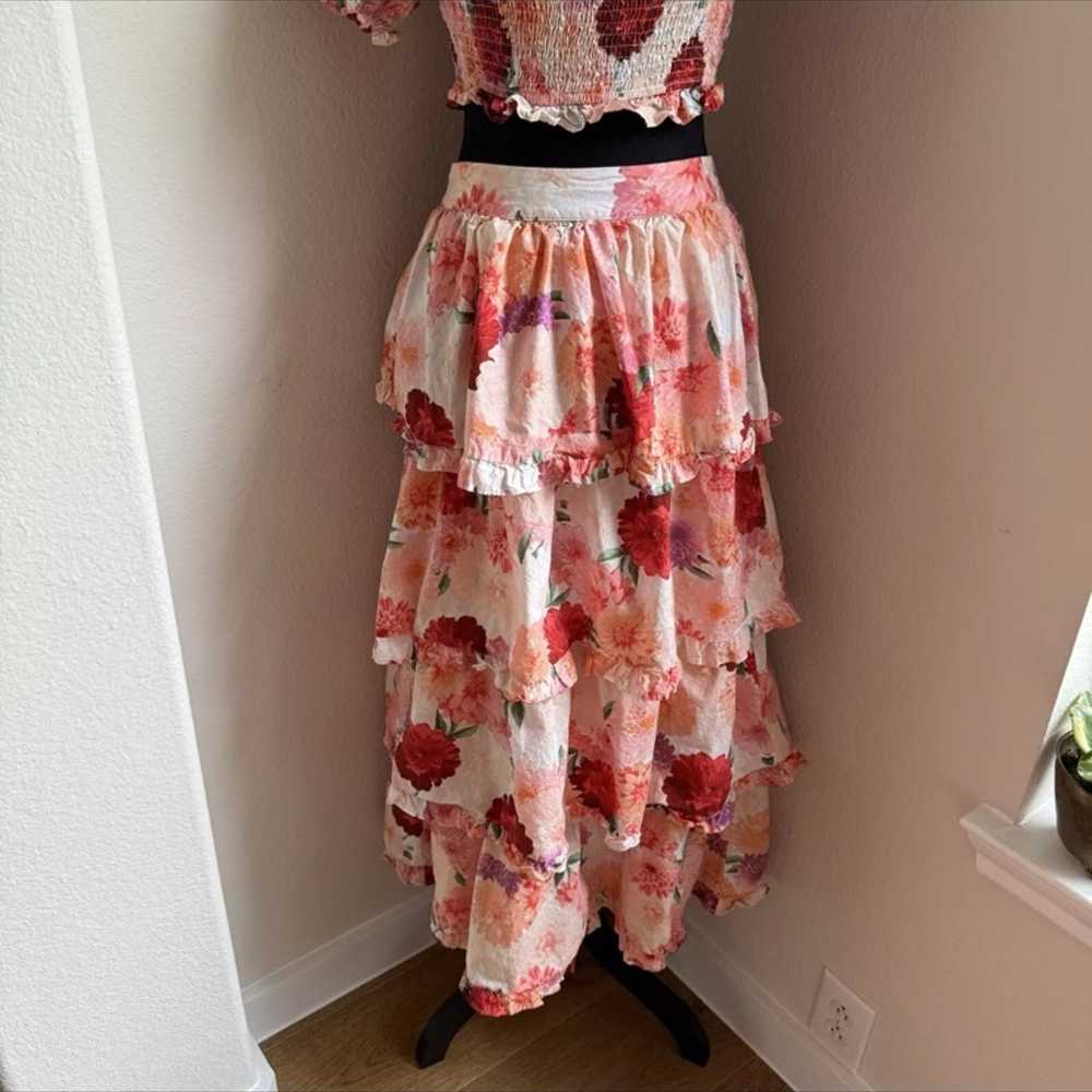 buddy love skirt set Boho Floral Puff Sleeves Cro… - image 9