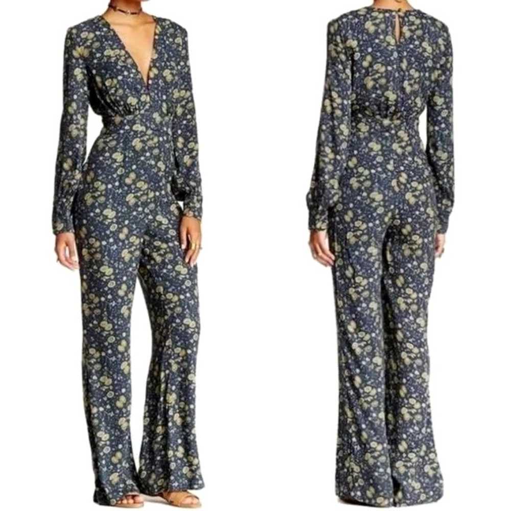 Free People Some Like it Hot Jumpsuit Floral Midn… - image 1