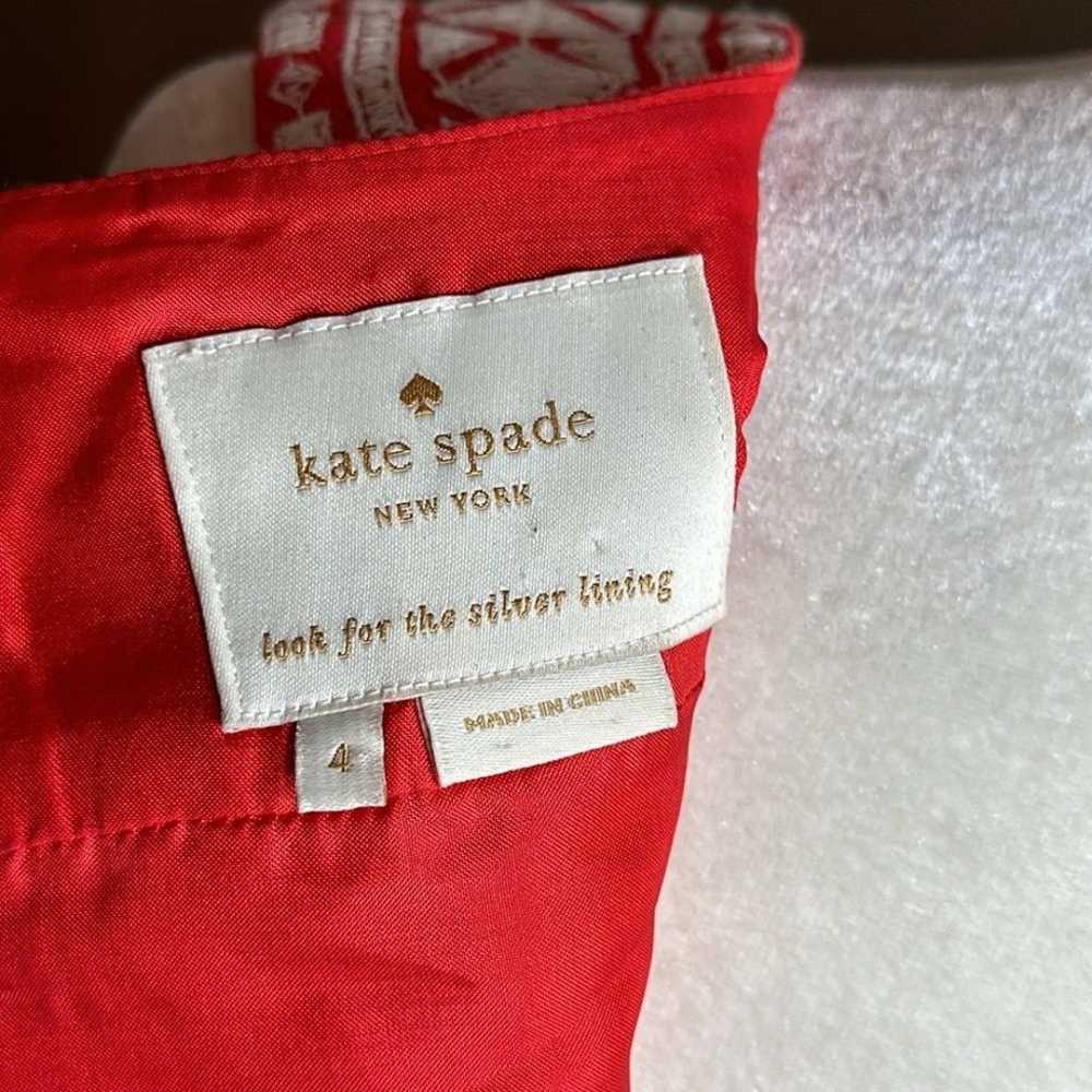 Kate Spade Red Linen Laureen Shift Dress White Em… - image 8