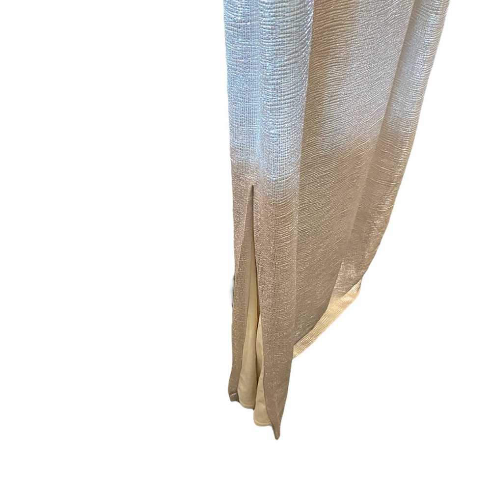 Eliza J silver metallic faux wrap long sleeve max… - image 7