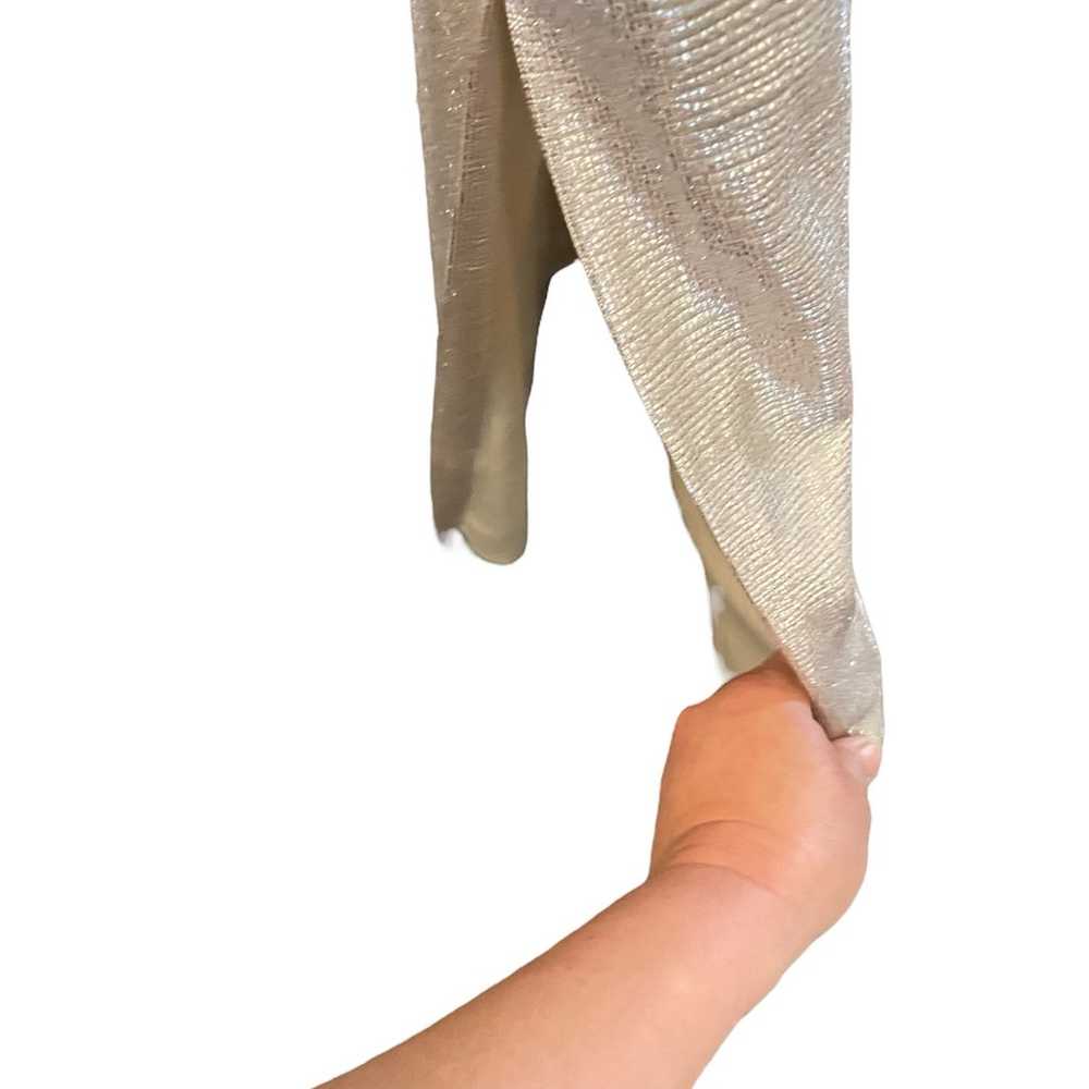 Eliza J silver metallic faux wrap long sleeve max… - image 8