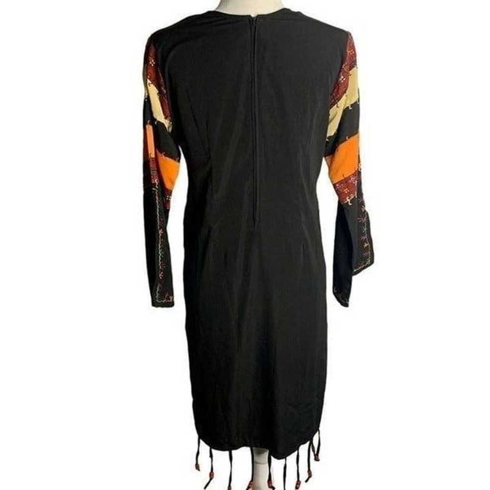 Handmade Embroidered Tunic Shift Dress S Black Be… - image 4
