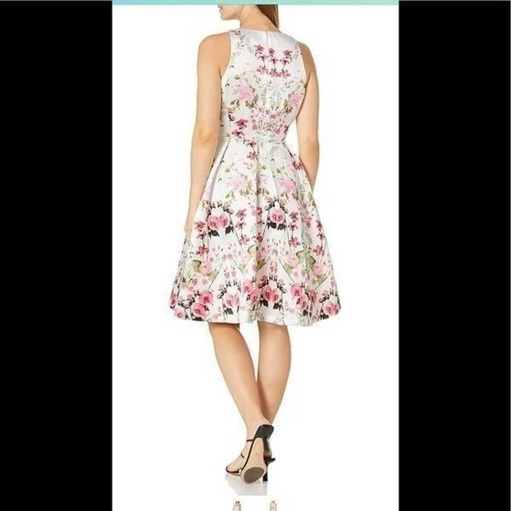 TAHARI/ASL WHITE & PINK SLEEVELESS FLORAL DRESS s… - image 2