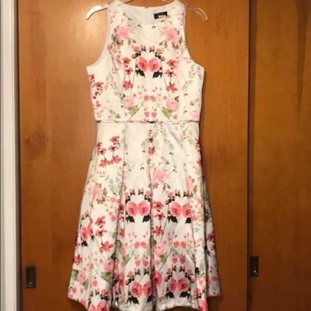 TAHARI/ASL WHITE & PINK SLEEVELESS FLORAL DRESS s… - image 3