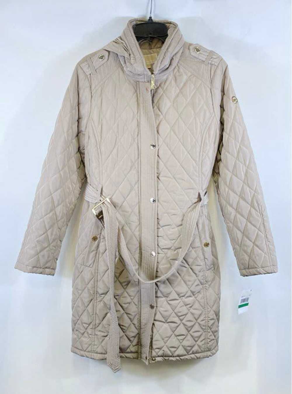 NWT Michael Kors Womens Tan Quilted Long Sleeve H… - image 1