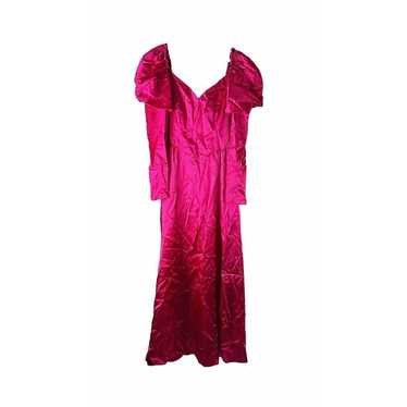 VTG 80s Womens 8 Pink Puff Sleeve Satin Prom Dres… - image 1