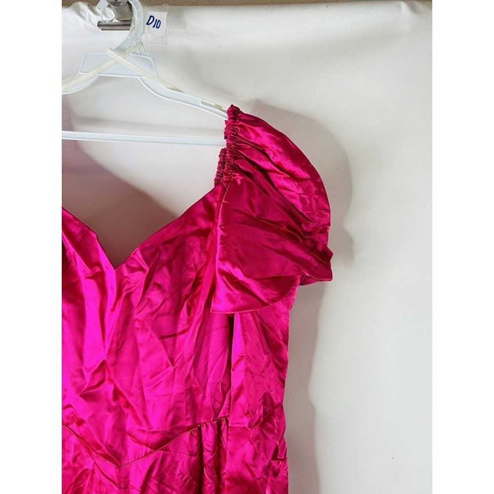 VTG 80s Womens 8 Pink Puff Sleeve Satin Prom Dres… - image 2
