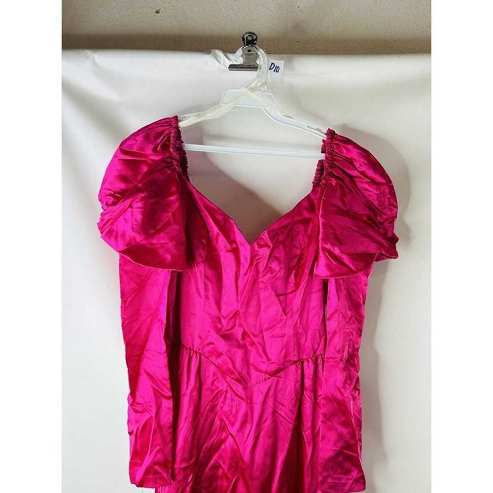 VTG 80s Womens 8 Pink Puff Sleeve Satin Prom Dres… - image 3