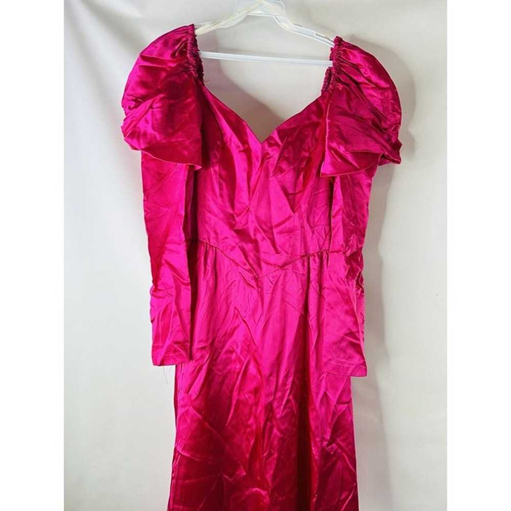 VTG 80s Womens 8 Pink Puff Sleeve Satin Prom Dres… - image 4