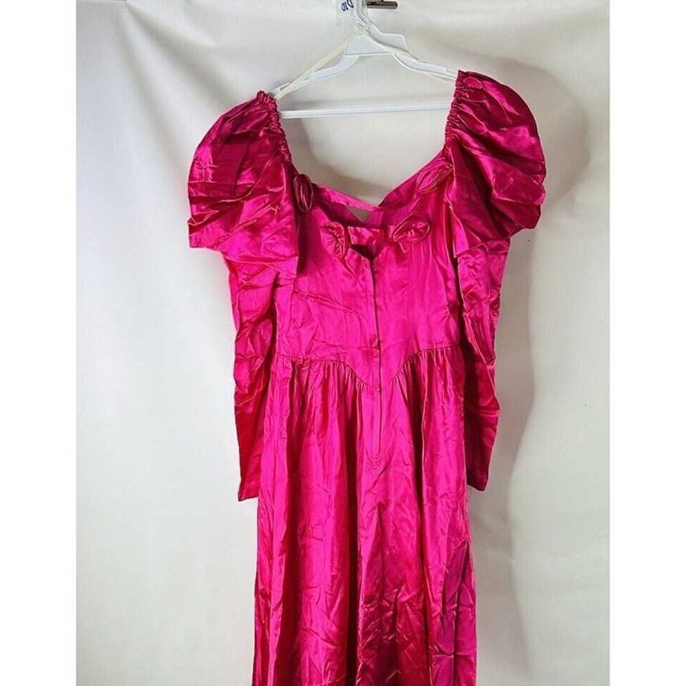 VTG 80s Womens 8 Pink Puff Sleeve Satin Prom Dres… - image 5