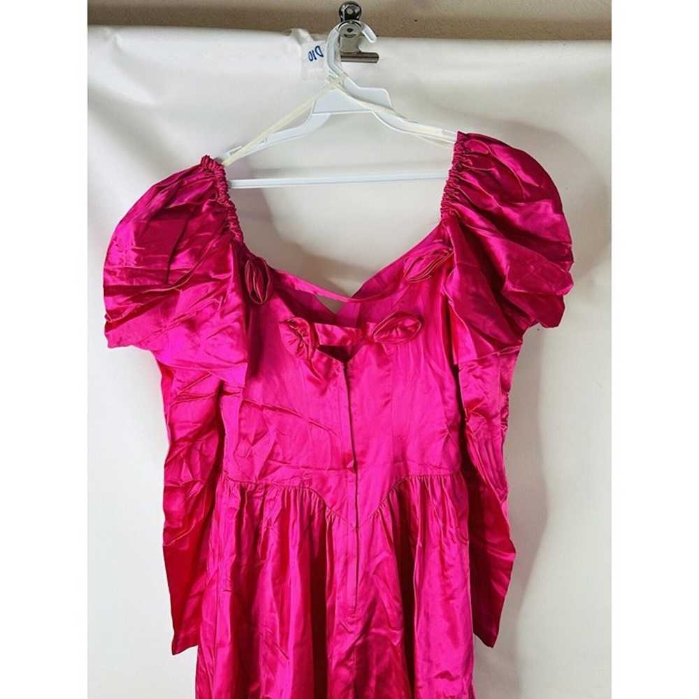 VTG 80s Womens 8 Pink Puff Sleeve Satin Prom Dres… - image 6