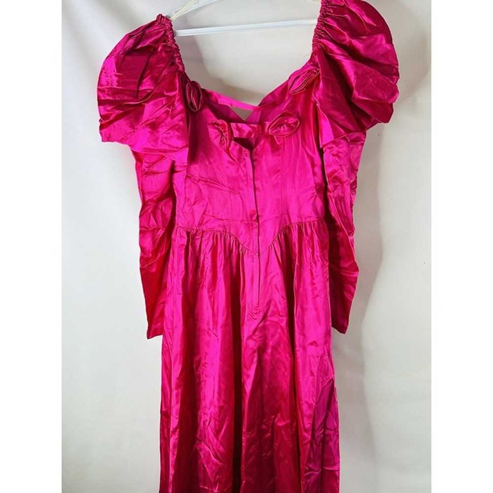 VTG 80s Womens 8 Pink Puff Sleeve Satin Prom Dres… - image 8