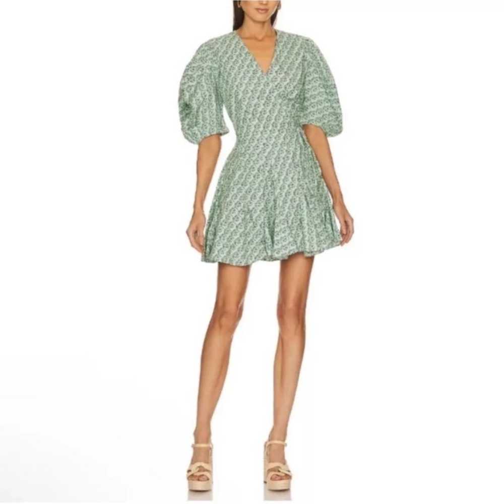 NWOT $450 Rhode Dress Claudine Mini Wrap Puff Sle… - image 1